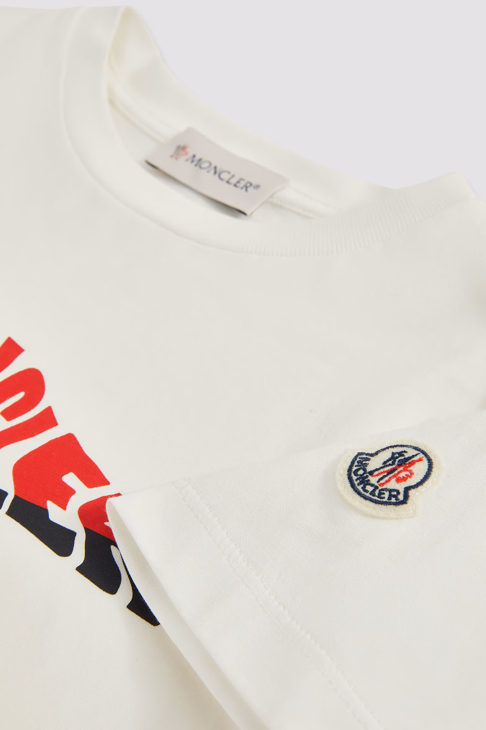Wave Logo Cotton T-Shirt Boy White Moncler 4
